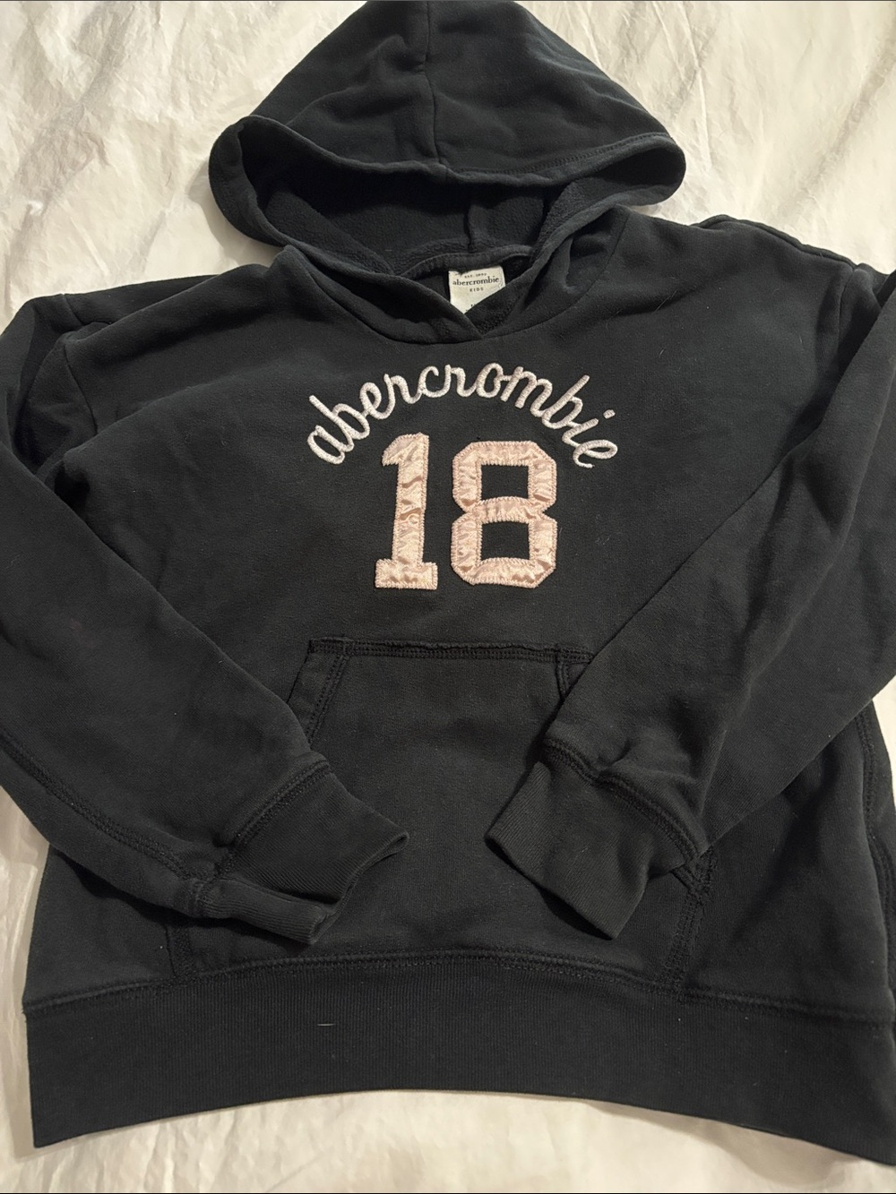 Abercrombie & Fitch Black Hoodie with Cream Number Patch